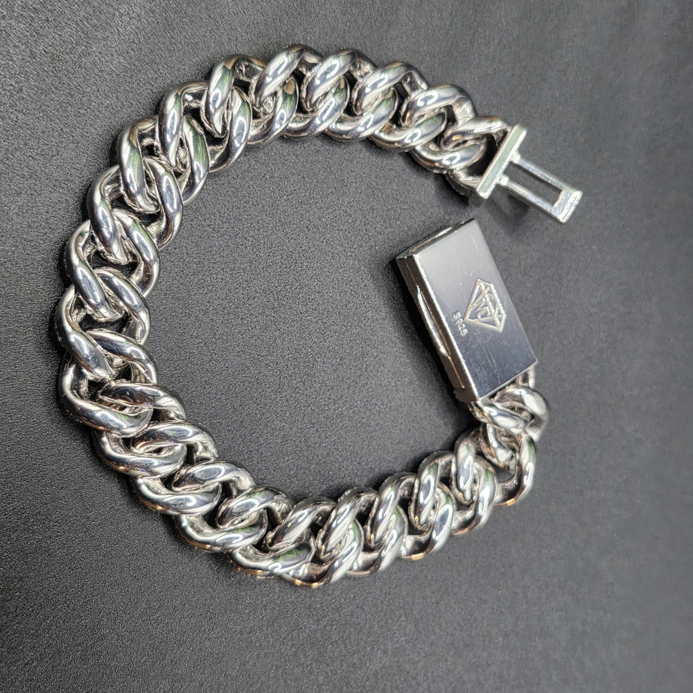 π₯ 12mm Moissanite Cuban Link Bracelet β S925 Solid Silver π₯ - Picture 3 of 6